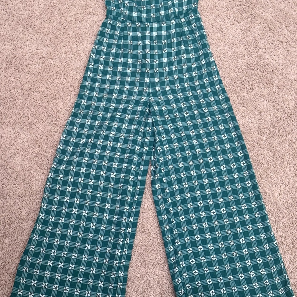 Hawaii's Finest Green Plaid Wide Leg Jumpsuit